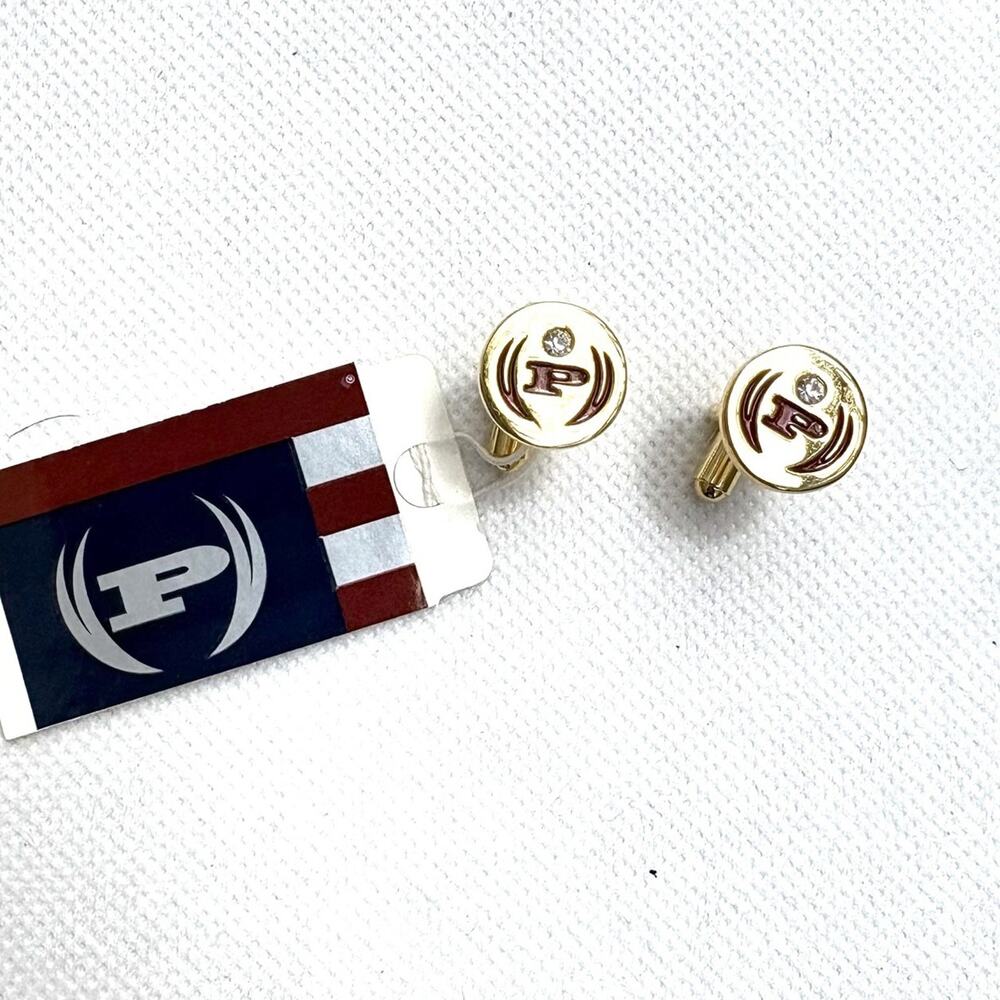 Vintage Phat Farm Gold Tone Logo Cufflinks Crystal Accent Hip Hop Y2K Nwt